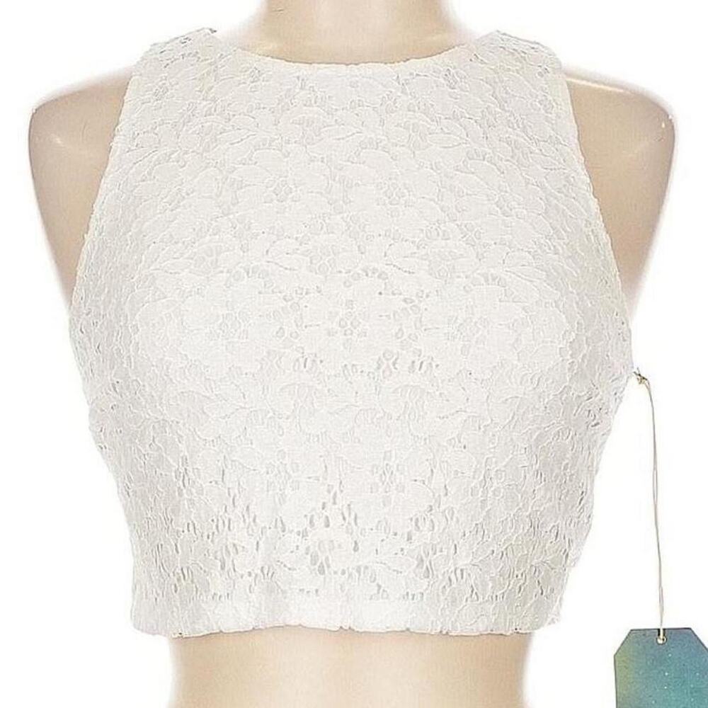 Show Me Your Mumu White sleeveless lace crop top women medium bridal coquette